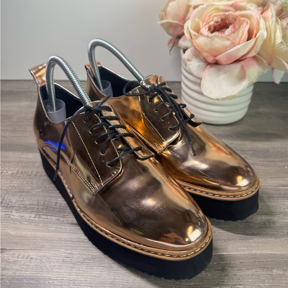 Shelly’s London Mirror Metallic platform shoes size EU39/US8-8.5 EUC - Picture 3 of 10